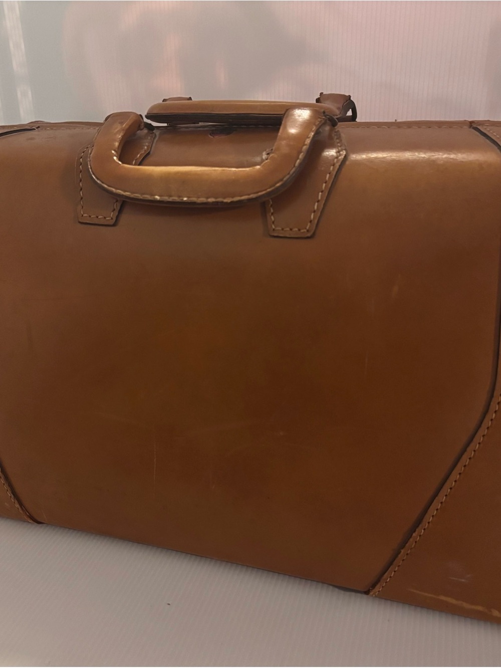 Vintage 1940s/1950s McBrine Baggage Tan Train Case Overnight Luggage 18" - Picture 8 of 8